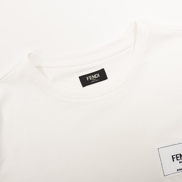大人気!フェンディ コピー メンズ ロゴ刺繍 コットン 半袖 Tシャツ ホワイト feq54158